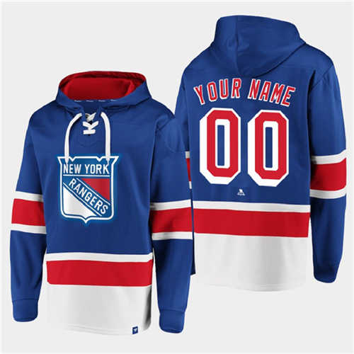 New York Rangers Active Player Custom Royal All Stitched Sweatshirt Hoodie